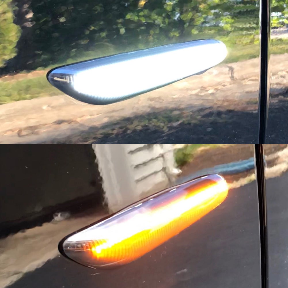 E9x V2 LED Dynamic Side Markers - Smoked White / Amber